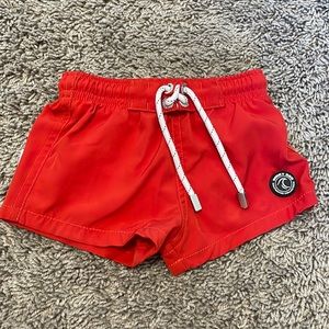 Vibrant Red Kids Swim Trunks with Drawstring